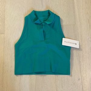 athleta aurora seamless crop polo tank top